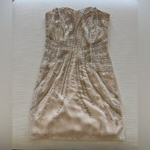 NWT H&M Strapless Beige Sequin Dress
